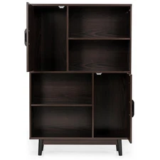 Costway Bookshelf Cupboard Sideboard Storage Cabinet w/Door Shelf Espresso