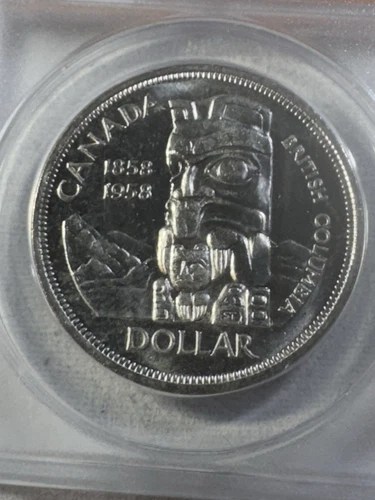 1958 Canada 1 Dollar Large Silver Coin British Columbia Graded MS 65 by ANACS