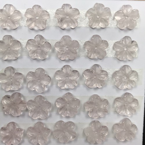 5 PC Natural Pink Rose Quartz 12mm Carved Flower HQ, New DIY Bead Design - Picture 6 of 10