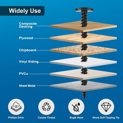 Kit surtido de tornillos para madera con cabeza de armadura modificada, acero in - Picture 8 of 18