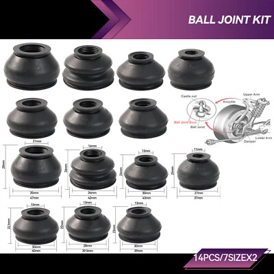 Universal 7SizeX2 Rubber Ball Joint Boot Dust Cover Tie Rod Linkages End Set Kit - Image 1 of 4