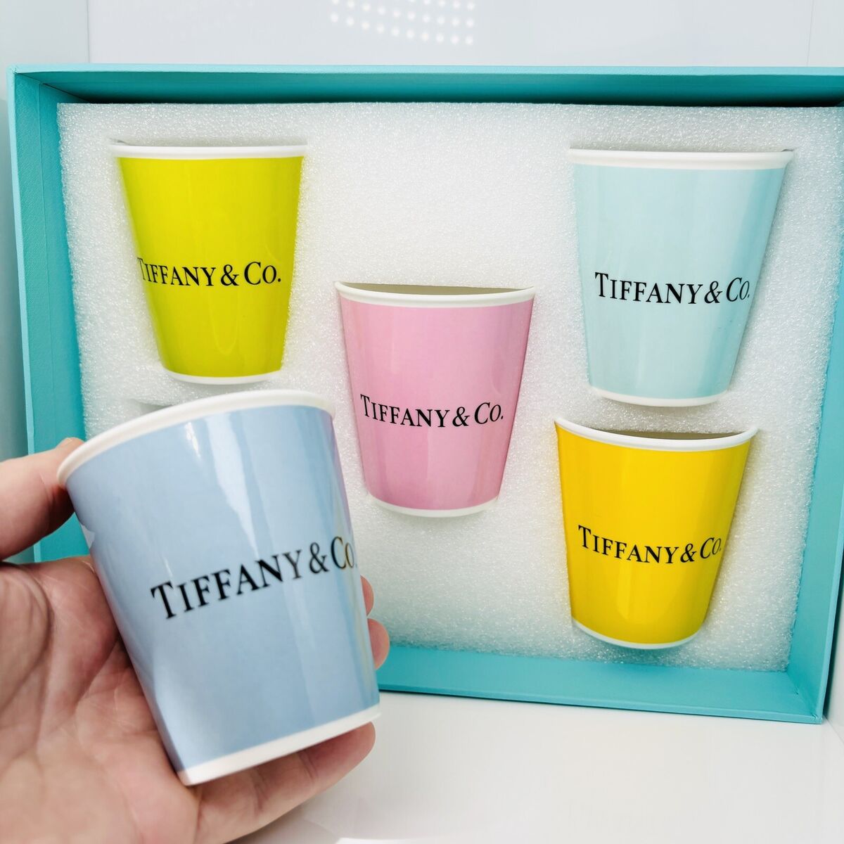 Tiffany 5 Set Colored Paper Coffee Cup Everyday Objects Blue Tiffany 5 Set Colored Paper Coffee Cup Everyday Objects Blue