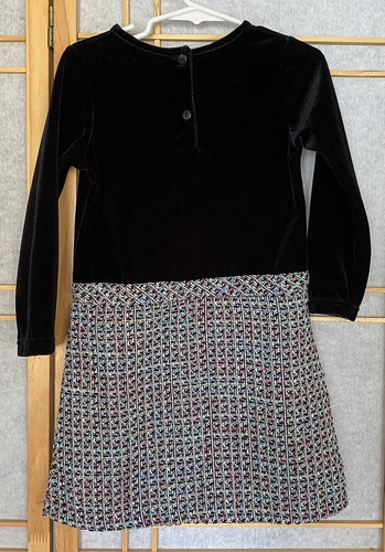 GOOD LAD Toddler Girls Dress & Coat Two Piece 4T Black Velvet Multicolor Tweed - Picture 7 of 13