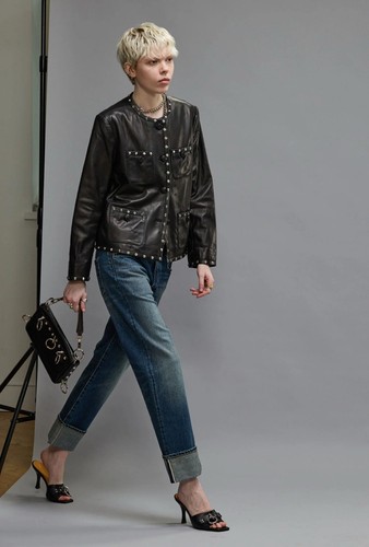 $1895 NWT Brand New R13 Cropped Slouch Studded Jacket Small - Picture 6 of 16
