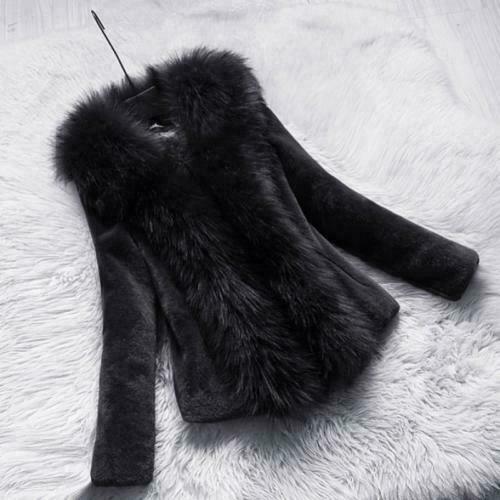 Women Faux Fur Coats Slim Warm Short Jacket Casual Fashion Winter Elegant Parka