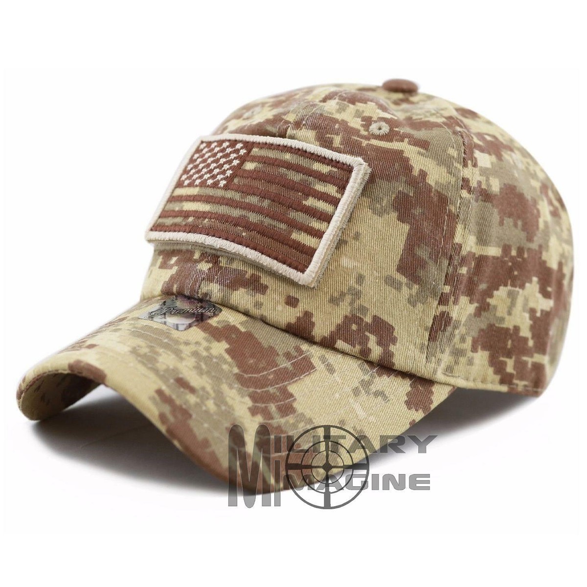US Flag Detachable Patch Micro Marine Corps MARPAT Desert Digital Cap Hat