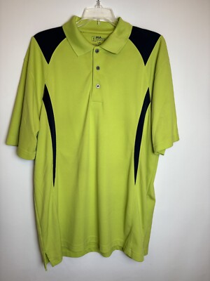 PGA Tour golf Polo Collared Shirt Men's Large Bright Yellow/lime