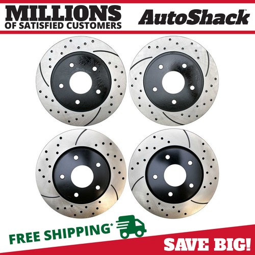 Front and Rear Drilled Brake Rotors Black Set of 4 for Dodge Grand