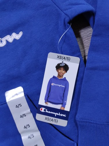 Champion Hoodie Boys X-Small 4-5 Blue Fleece Logo Long Sleeve Hooded Athletic - Picture 2 of 7