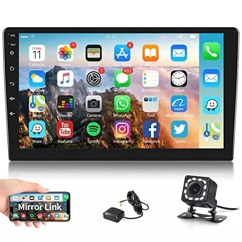 AUTORADIO 2 DIN 10 POLLICI ANDROID BLUETOOTH GPS 4GB DI RAM+64GB CON RETROCAMERA - Immagine 2 di 4