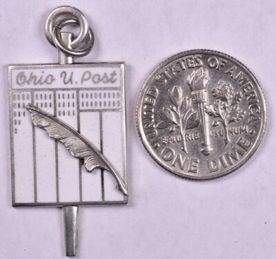 1941-42 Ohio University Post News Sterling Key Enamel Charm