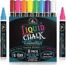 Liquid Chalk Markers for Blackboards - Bold Color Dry Erase Marker Pens - Chalk