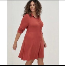 Torrid MINI CHALLIS COLLARED SHIRT DRESS Rust Size 2