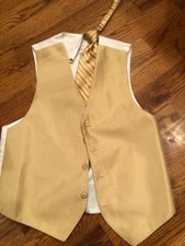 Jean Yves Maize/Goldenrod FULLBACK tuxedo vest/longtie Medium PROM/WEDDING