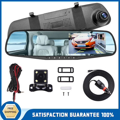 1080P HD Rearview Mirror Car DVR Dual Dash Cam Camera Front Rear Video Recorder