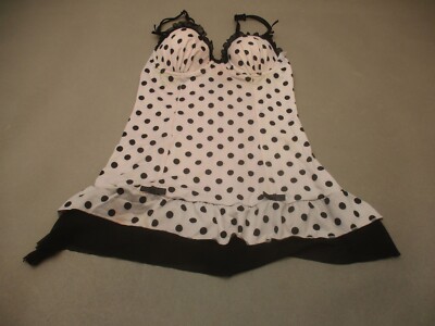 Per Lei Size M Womens Polka Dot Lined Underwire Back Close Sexy Chemise 8U