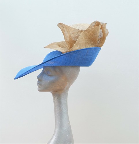 Coast- Feature hat in Electric Blue with Metallic Gold trim ASCOT WEDDING - Picture 3 of 9