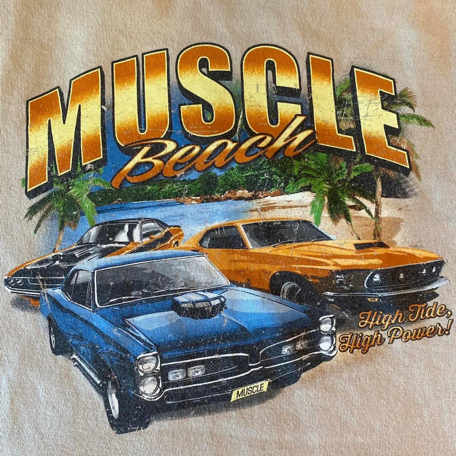 Muscle Beach Men's Tan T-shirt