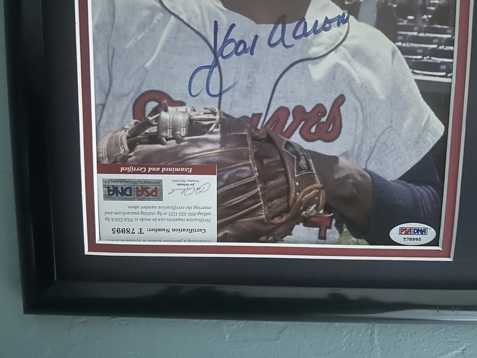 Hank Aaron PSA/DNA Autographed 12X16 Matted Photo 8X10 HOF Home Run King Braves - Image 4 of 4