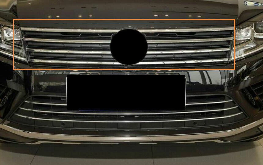 Parrilla de malla de parachoques superior delantero ABS negra 1 pieza apta para VW Touareg 11-18 Foto 2 de 4