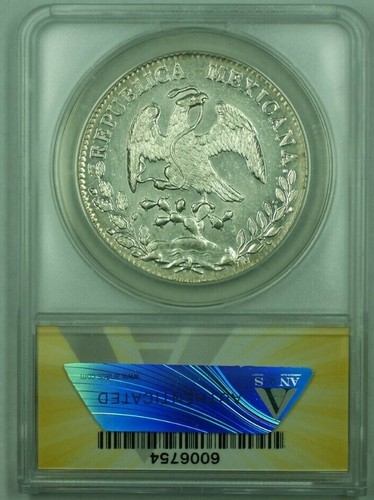 1894-Mo, AM 8R Reales Silver Mexico ANACS MS-60 (Unc) Details Cleaned - Picture 2 of 2