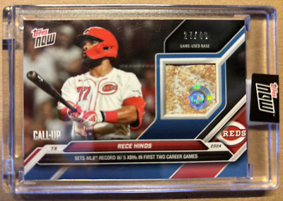 2024 MLB TOPPS NOW #405B Rece Hinds Game-Used Base Relic #27/49