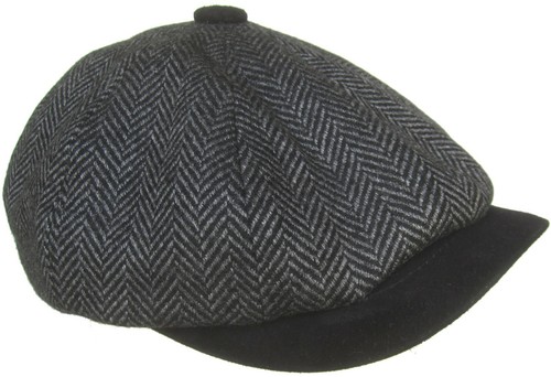 Robert Graham Wool Herringbone 8/4 Newsboy Cap Apple Jack Hat Suede Peaky Gatsby - Picture 5 of 13