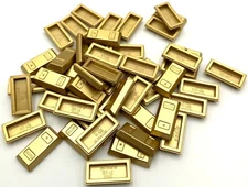 Lego 50 New Metallic Gold Minifigure Utensils Ingot 1 x 2 Money Treasure Parts
