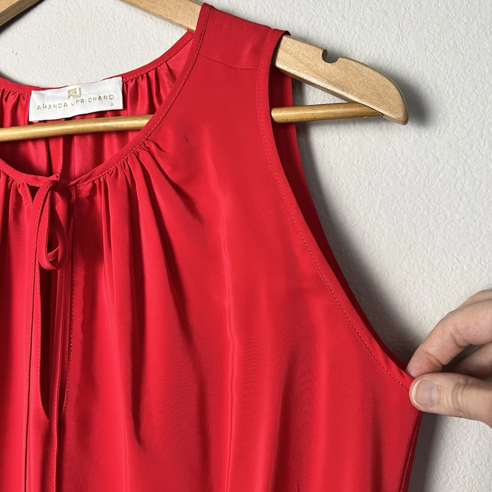 Amanda Uprichard Revolve Layla Mini Dress In Lipstick Red Silk Size XS - Image 3 of 4