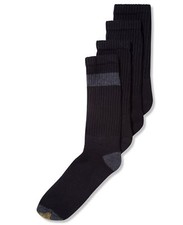  40 Gold Toe Mens 4 Pairs Pack Athletic Sport Crew Socks Black Cotton Shoe 6-12