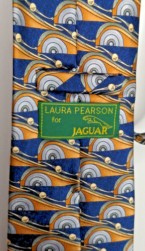 Vintage Laura Pearson for Jaguar Auto Car Collectible Italy Navy Gold Neck Tie - Picture 7 of 9