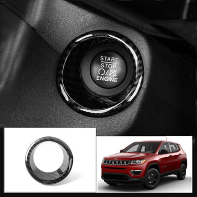 For 2017-2020 Jeep Compass Carbon Fiber Style Inner Start Stop Button Cover Trim