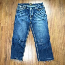 Hama Jeans Mens 38X34 HEMMED 38X27 Blue Straight Dark Wash Outdoor Denim Pants