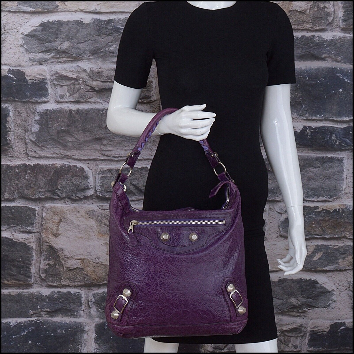 RDC13702 Authentic BALENCIAGA Grape Chevre 21mm Silver Giant RDC13702 Authentic BALENCIAGA Grape Chevre 21mm Silver Giant