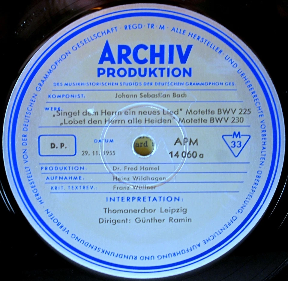 ARCHIV Bach RAMIN Motets BLEYER Cello STORH Bass TEITZE Harpsichord APM-14060 - Image 2 of 4