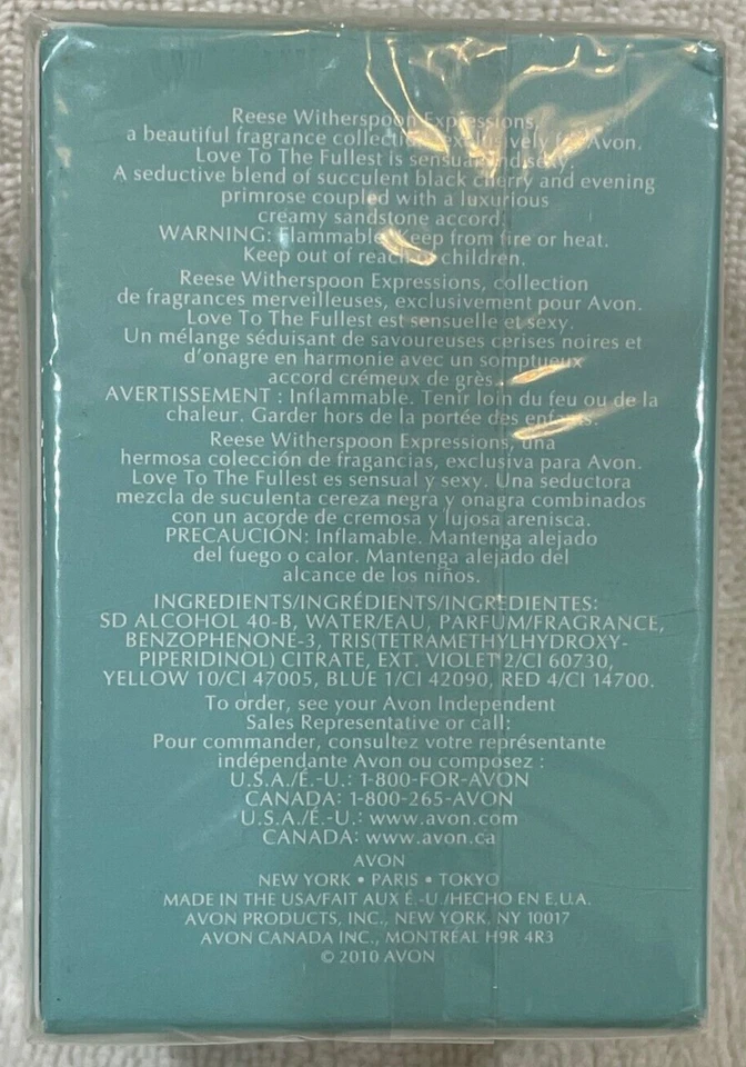 Avon LOVE TO THE FULLEST por Reese Witherspoon Perfume Spray Sellado Descontinuado Foto 3 de 4