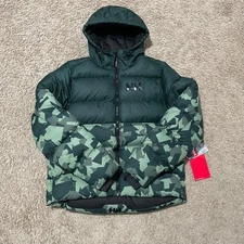Helly Hansen Puffer Jacket Mens Large Green Camo Active Puffy Insulated Hooded
