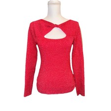 Maglione Jessica Simpson Rosso Donna Scollatura Twist Elasticizzato Vestibilità Stretta Taglia Media