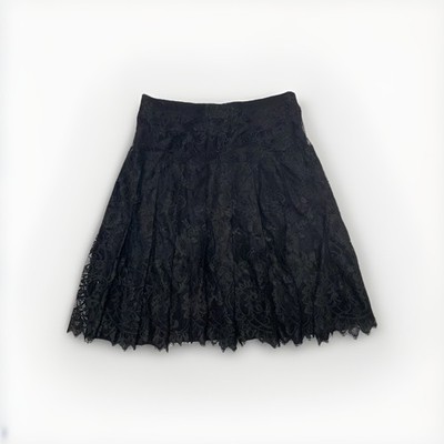 Ermanno Scervino Black Lace A-Line Skirt Made in Italy Scalloped Hem Designer