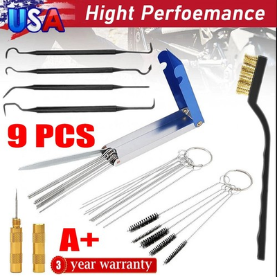 #ad #ad For Carburetor Carb Cleaning Jet Remover Cleaner Kit Tool Set 26 Needle 6Brushes $18.50