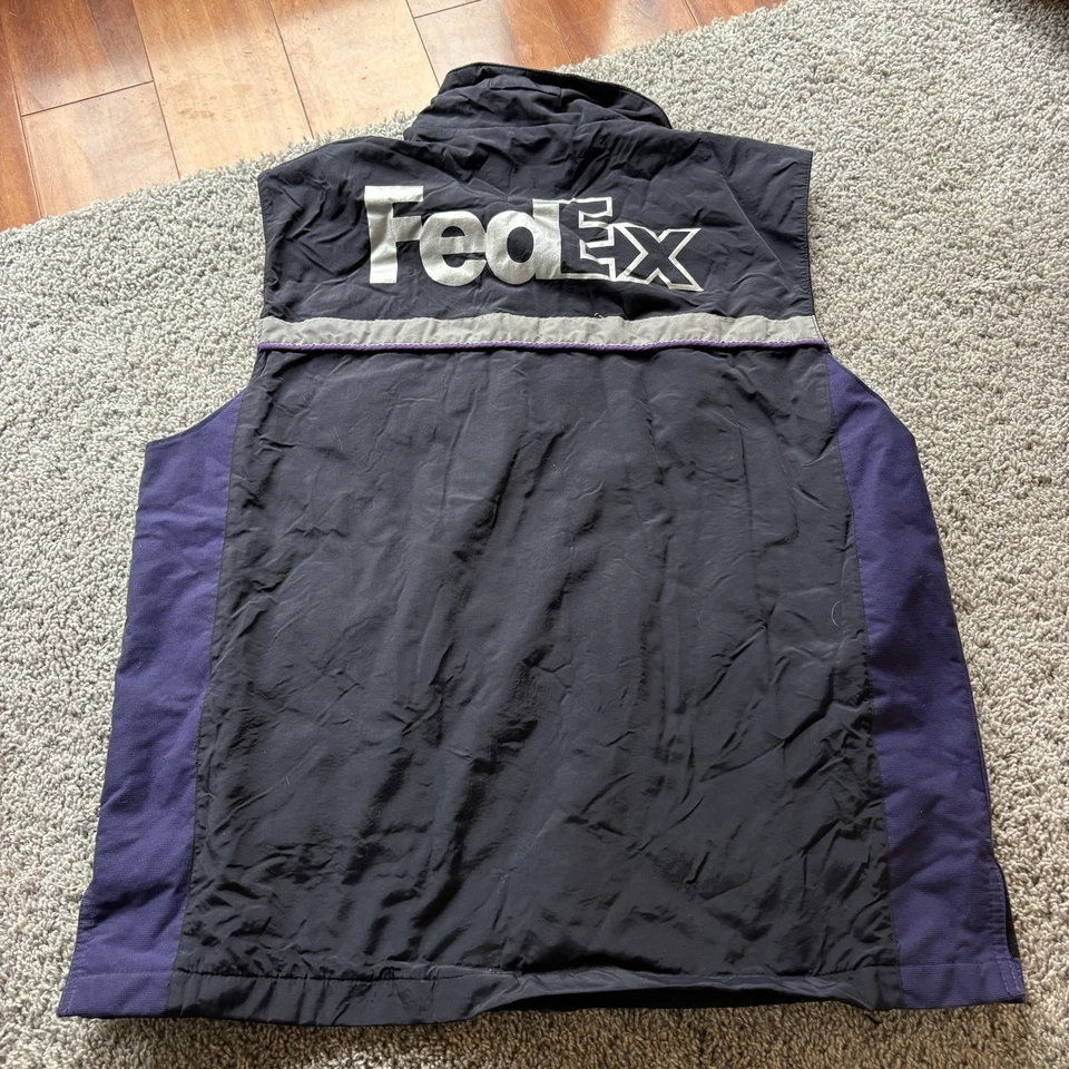 Fed Ex Vest Stan Herman Navy Blue Black Reflective Water Resistant Uniform L - Image 3 of 4