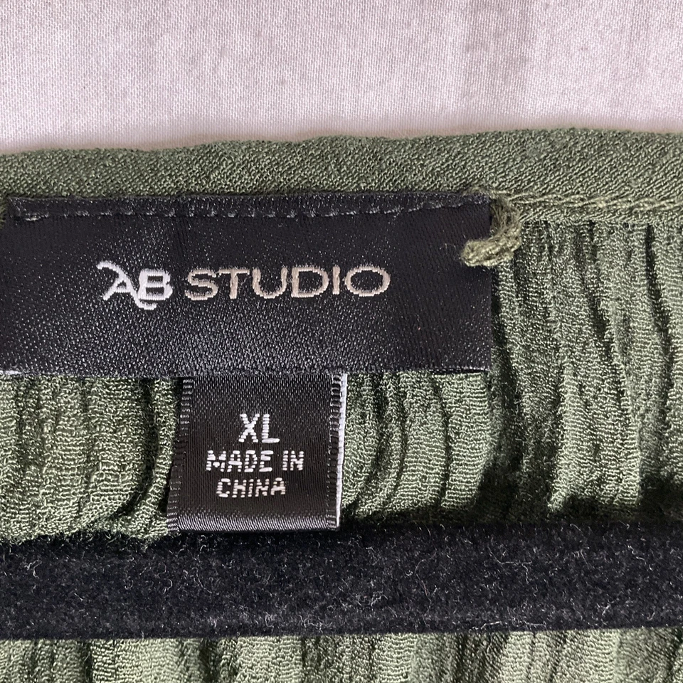 Olive Green Gauzy Semi Sheer Peasant Pullover Blouse Witchy Cottagecore Boho XL - Image 4 of 4