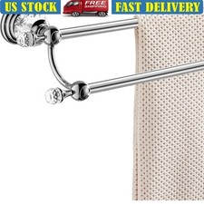Adjustable Chrome Towel Bar W/ Crystal Design Additional Hook Bathroom New