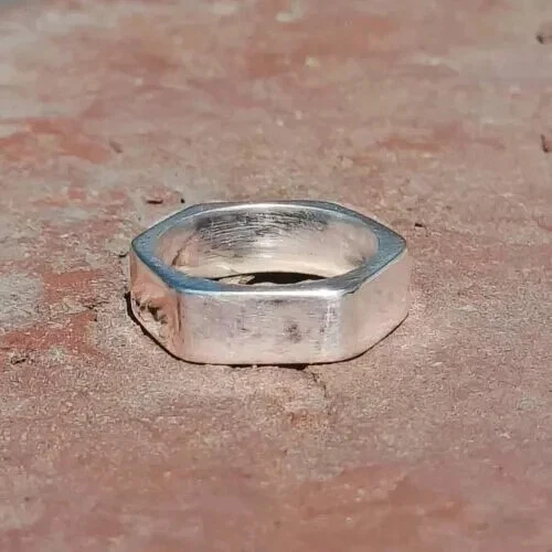 Screw Nut Ring Solid 925 Sterling Silver Band Nut Ring Men's Ring Gift For Woman - Image 3 of 4