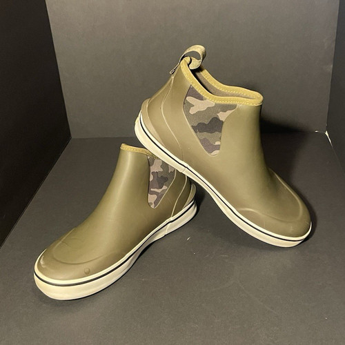 Hush Puppies Men’s Green Waterproof Slip-On Ankle Rain Boots Rubber US 8