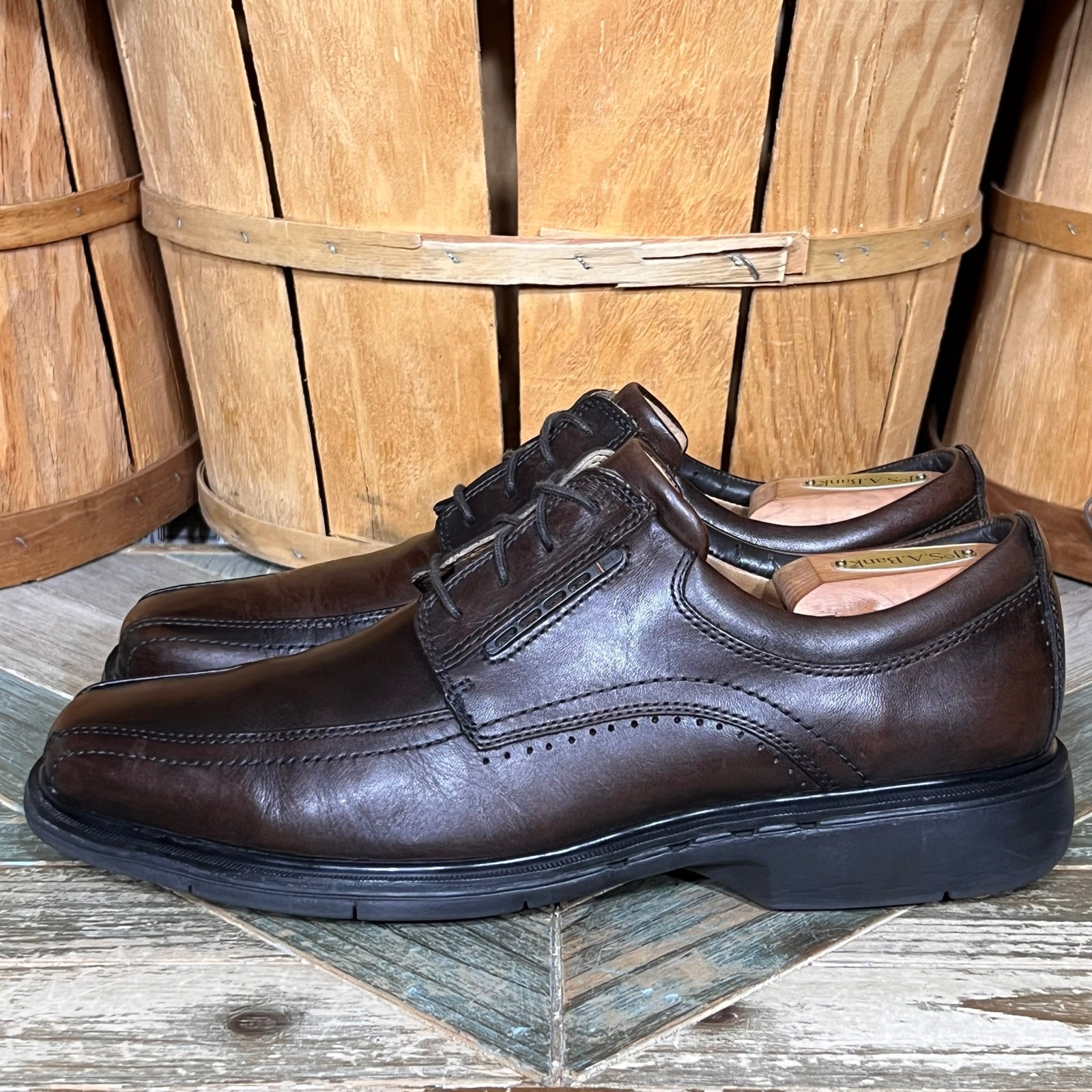SAOLA Oxford Clarks Unstructured Un Kenneth in pelle marrone comode stringate da uomo taglia 11