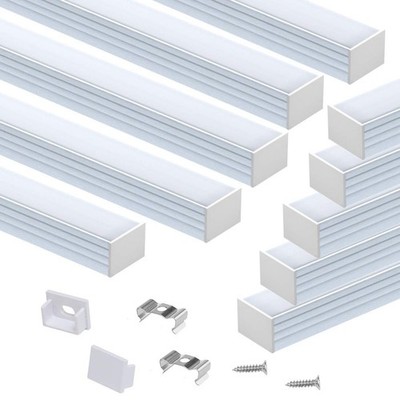 Muzata 10 Pack 6.6 Ft/2M Plus-Size Spotless LED Channel Silver 2M