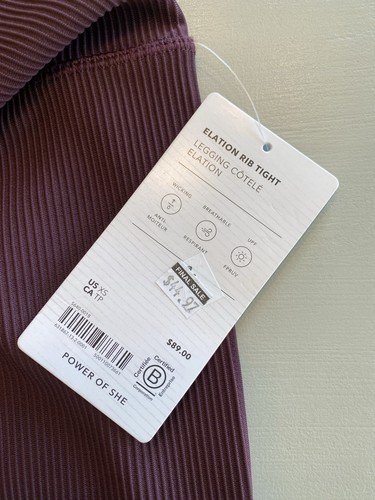 Neu mit Etikett Athleta ELATION ULTRA HIGH RISE RIB Tight Größe XS Redwood Burgundy 631867 - Bild 5 von 7