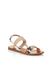 AQUA Womens Beige Snakeskin Sam Round Toe Buckle Slingback Sandal 7.5 M