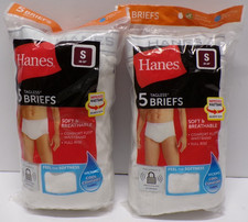 Lot of 2 Hanes Men  s Tagless Briefs Wicking Cool White Size S 28-30" 5 Pk Each
